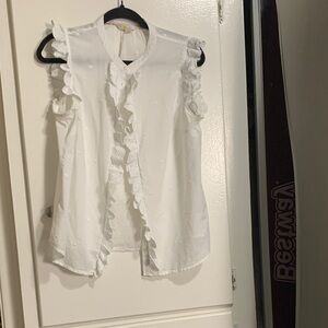 Boden White Ruffle Trim Blouse